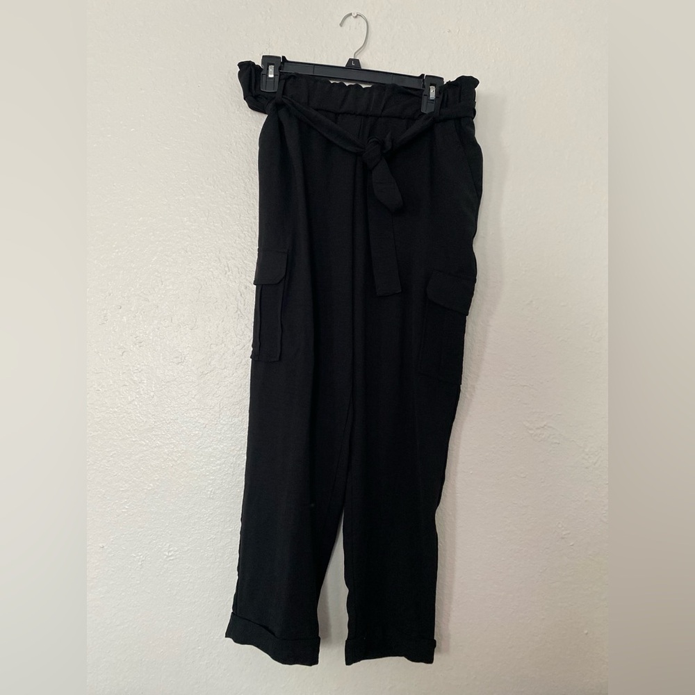 Joe B Black High-Waisted Trousers with Tie-Waist